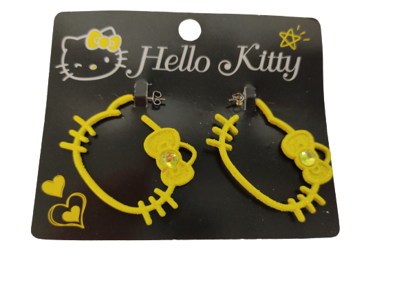 Hello Kitty - Orecchini Pendenti Colorati - Oro , Blu Zaffiro / Rosa