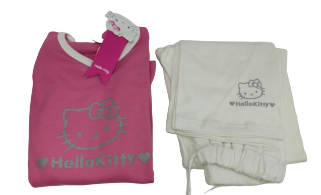 Pigiama Completo Invernale per Bambini - HELLO KITTY - Rosa Panna - Size S