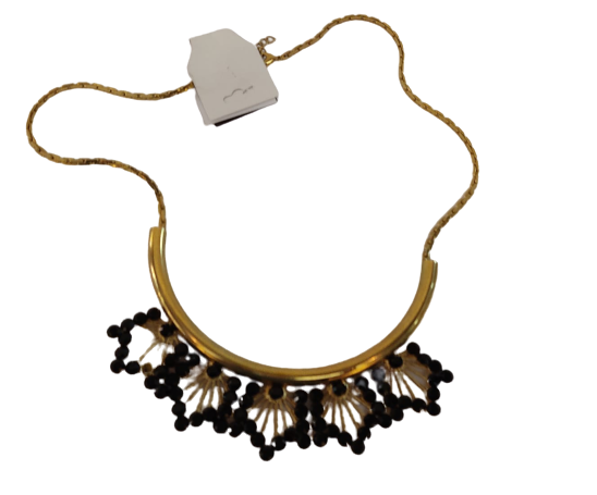 Collana Lunga Rigida GEMIR - Con strass Nero