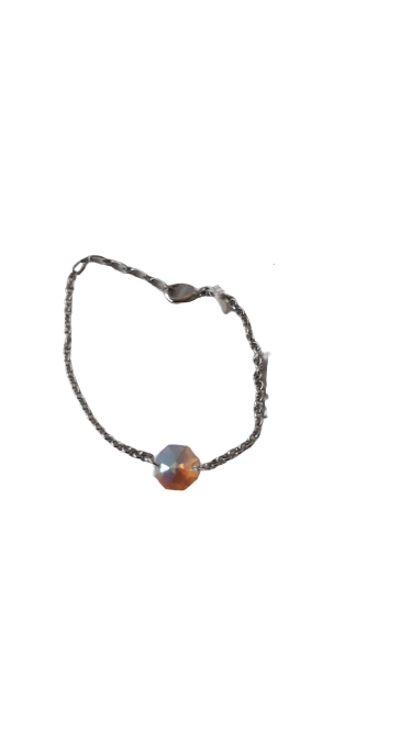 Braccialetto in Catena Oro o Argento con Pietra Swarovsky Colorati BYBA BIJOUX - Rosa , Verde Acqua , Bianco , Arancio