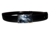 Cintura in pelle a Marchio Uomo TRUSSARDI COLLECTION - Branded leather belt - Moro/Nero 097109